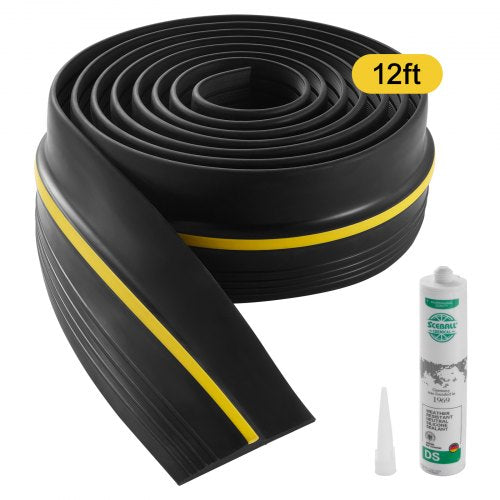 Garage Door Threshold Seal Strip, 12 FT Universal Garage Door Floor Seal Strip with Adhesive, Garage Door Bottom Weatherproof Strip, Upgraded Thick PVC DIY Weather Stripping Replacement, Black