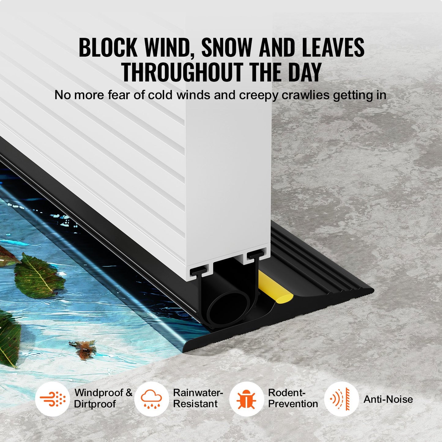 Garagentor-Schwellen- und Bodendichtungsset, 3 m U-förmig + O-Ring, universelle Garagentor-Bodendichtung aus PVC, kombinierbar mit wetterfester Garagentor-Schwellendichtung mit Klebstoff, Schwarz