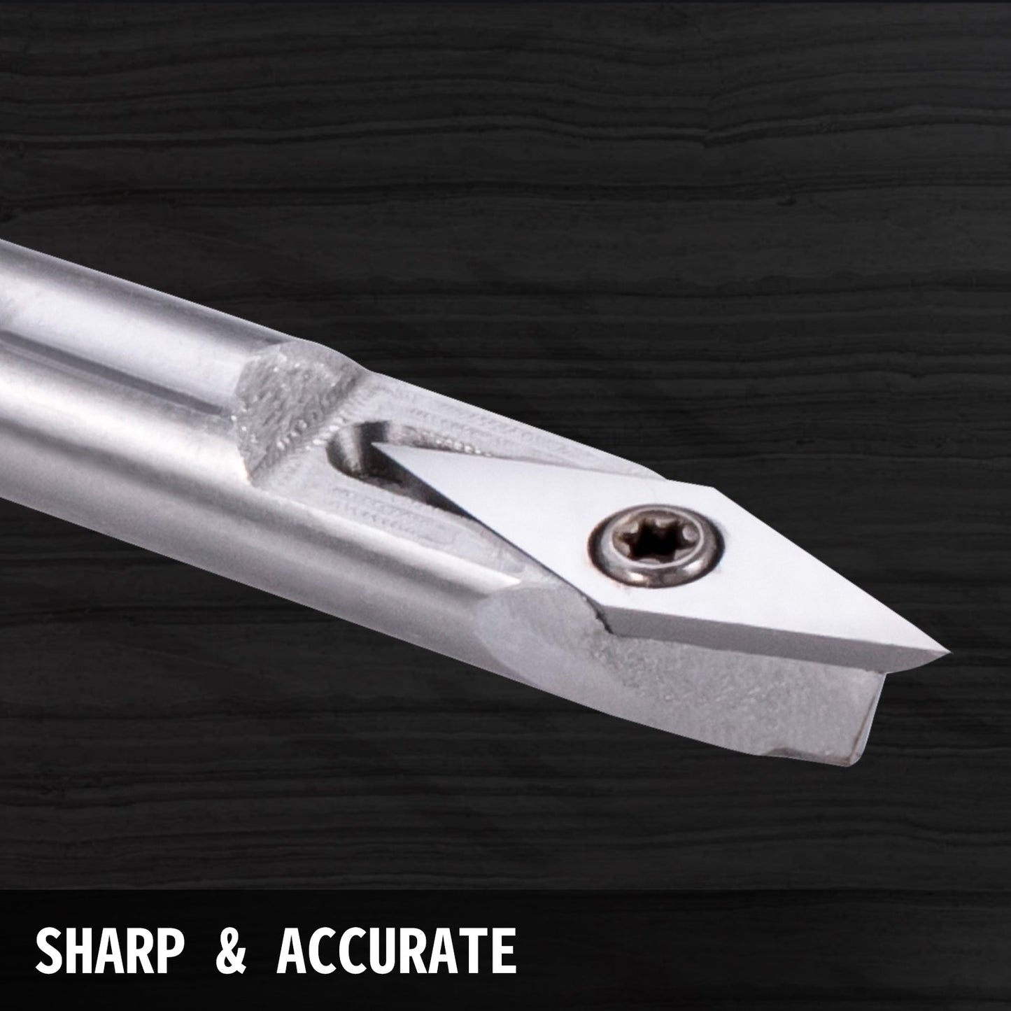 4-teiliges Drechselwerkzeug-Set aus Hartmetall mit rautenförmigen, runden und quadratischen Schneidwerkzeugen, austauschbaren Drechselmeißeln und Griff. Ideal für Heimwerker und Bastler.