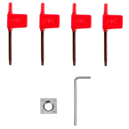 4-teiliges Drechselwerkzeug-Set aus Hartmetall mit rautenförmigen, runden und quadratischen Schneidwerkzeugen, austauschbaren Drechselmeißeln und Griff. Ideal für Heimwerker und Bastler.