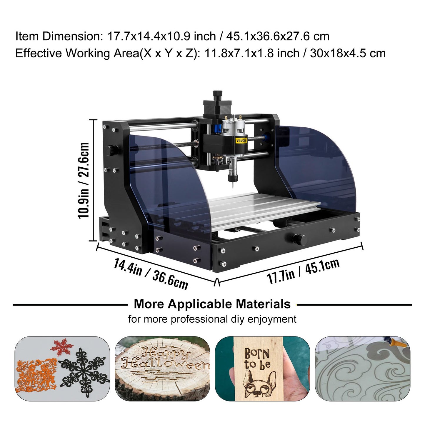 Graviermaschine 300×180×45 mm CNC-Fräse CNC 3018 Pro 15W Lasergravierer GRBL-Steuerung 3-Achsen-Lasergravurmaschine mit Offline-Controller, zum Gravieren von Kunststoff, Acryl, PVC und Holz