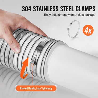 10,2 cm x 609,6 cm Staubabsaugschlauch, verdicktes PVC, flexibler, transparenter Schlauch