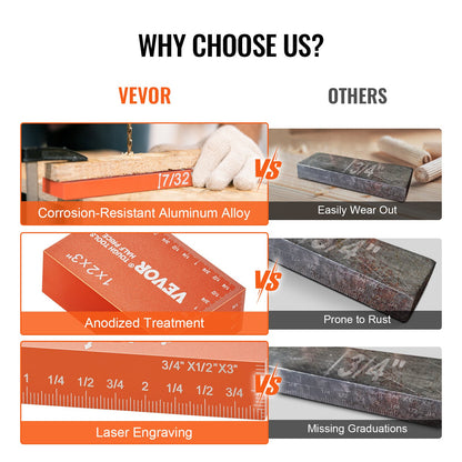 16-teiliges Präzisions-Höhenmessklotz-Set für Holzbearbeitungswerkzeuge mit deutlich lasergravierten Größenmarkierungen und Aufbewahrungskoffer, Aluminium-Einstellleisten für Oberfräsen- und Tischkreissägenzubehör