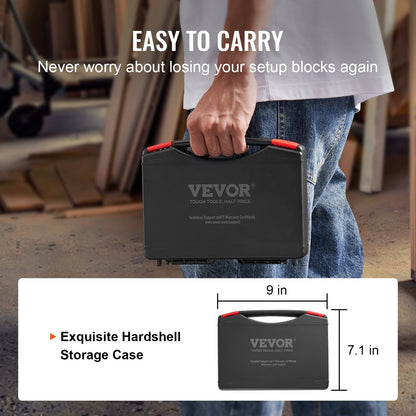 16-teiliges Präzisions-Höhenmessklotz-Set für Holzbearbeitungswerkzeuge mit deutlich lasergravierten Größenmarkierungen und Aufbewahrungskoffer, Aluminium-Einstellleisten für Oberfräsen- und Tischkreissägenzubehör