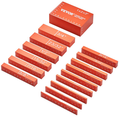 16-teiliges Präzisions-Höhenmessklotz-Set für Holzbearbeitungswerkzeuge mit deutlich lasergravierten Größenmarkierungen und Aufbewahrungskoffer, Aluminium-Einstellleisten für Oberfräsen- und Tischkreissägenzubehör