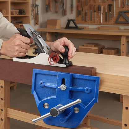 Woodworking Vise, 9 Inch Jaw Width, Quick Release Wood Bench Vise, 10.2 Inch Max Jaw Opening, Heavy-duty Cast Iron Construction, Adjustable Front Stop, Workbench Vice, for Woodworking Drilling