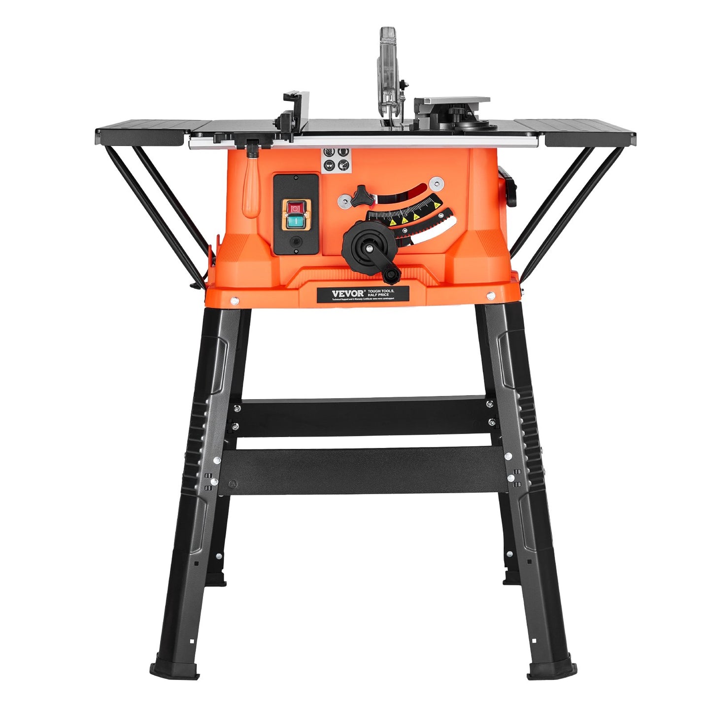 Table Saw with Stand, 254 mm, 1800W Portable Compact Tablesaw, 200 mm Max Rip Capacity, 4800RPM Cutting Speed, with 24 Teeth Saw Blade, Sliding Miter Gauge, for Woodworking & Furniture Making