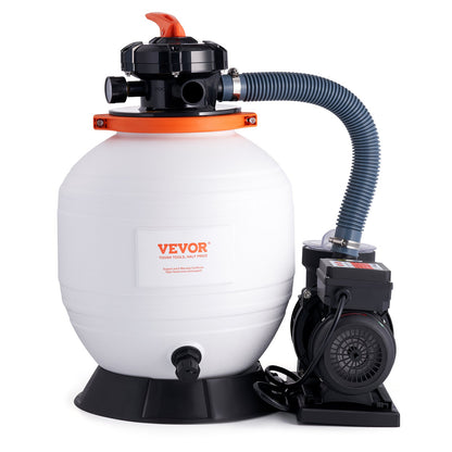 Sandfilterpumpe für Aufstellpools, 350 mm/14 Zoll, 13.000 l/h, 450 W Schwimmbadpumpensystem &amp; Filter-Kombinationsset mit 6-Wege-Mehrwegeventil &amp; Siebkorb, für private und gewerbliche Schwimmbäder