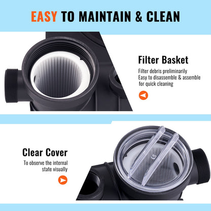 Sandfilterpumpe für Aufstellpools, 400 mm/16 Zoll, 18.000 l/h, 850 W Schwimmbadpumpensystem &amp; Filter-Kombinationsset mit 6-Wege-Mehrwegeventil und Siebkorb, für private und gewerbliche Schwimmbäder