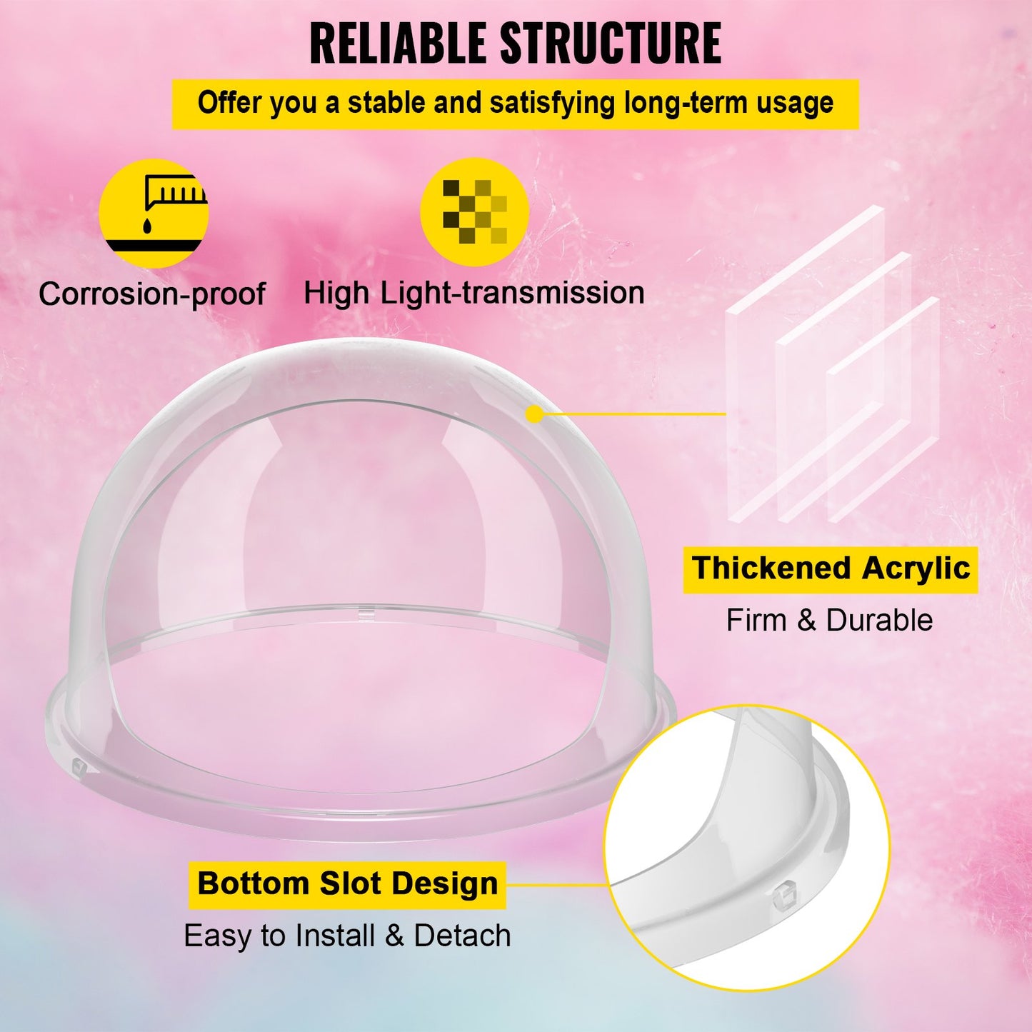 Zuckerwatte-Abdeckung mit 20,5 Zoll Durchmesser für Zuckerwattemaschinen, 52 cm Kuppelschutzabdeckung für gewerbliche Zuckerwattemaschinen, Kuppelschutzabdeckung (nur Abdeckung)