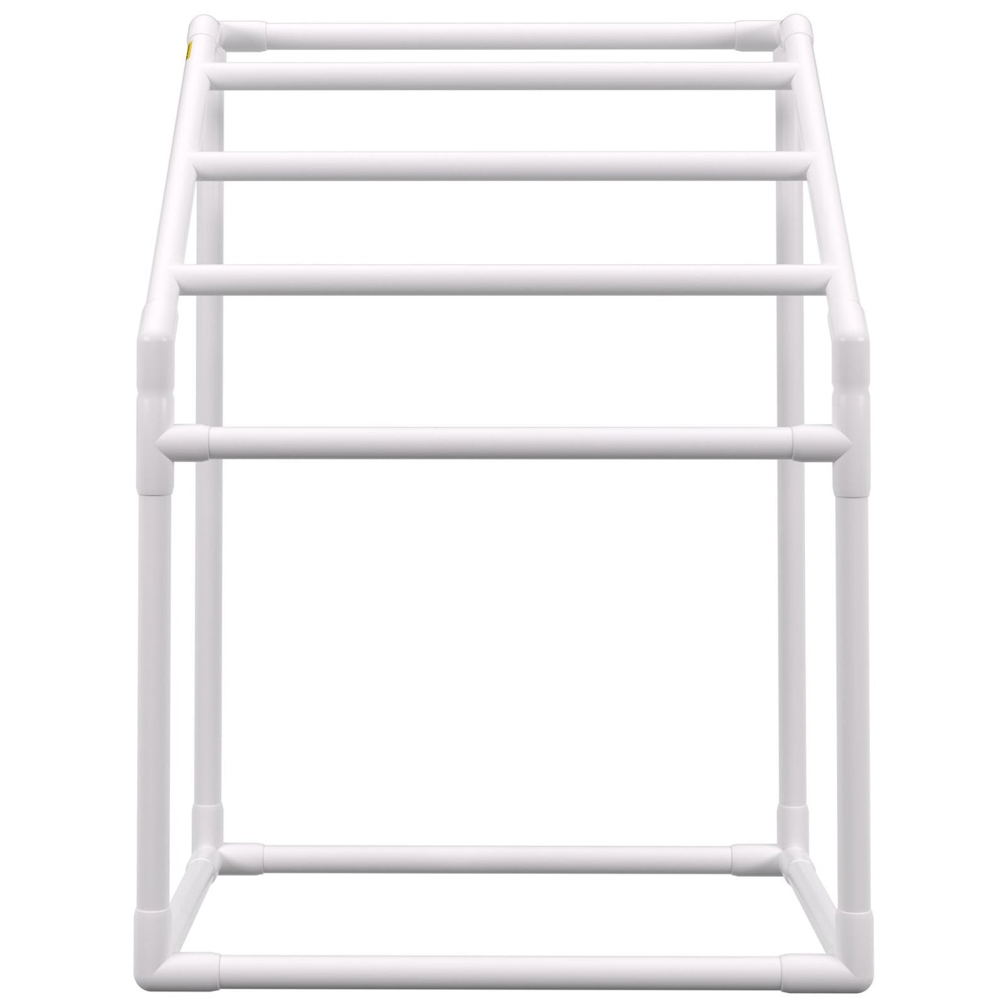 Pool Towel Rack, 5 Bar, White, Freestanding Outdoor PVC Trapedozal Poolside Storage Organizer, Include 8 Towel Clips, Mesh Bag, Hook, Also Stores Floats and Paddles, for Beach, Swimming Pool