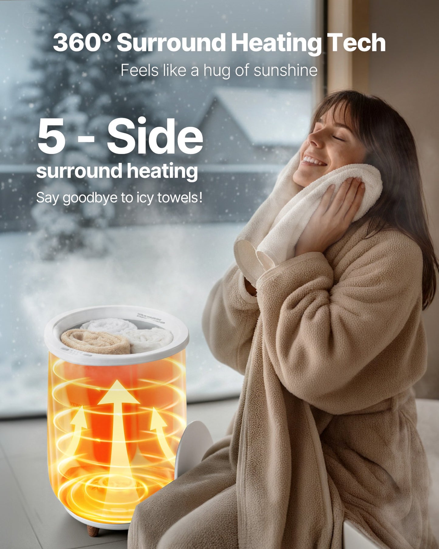 Towel Warmers for Bathroom, Towel Warmer Bucket Auto Shut Off for Spa Fits up to 3 Oversized Bath Towels, Blankets, Clothes, Bathrobes, PJ's and More