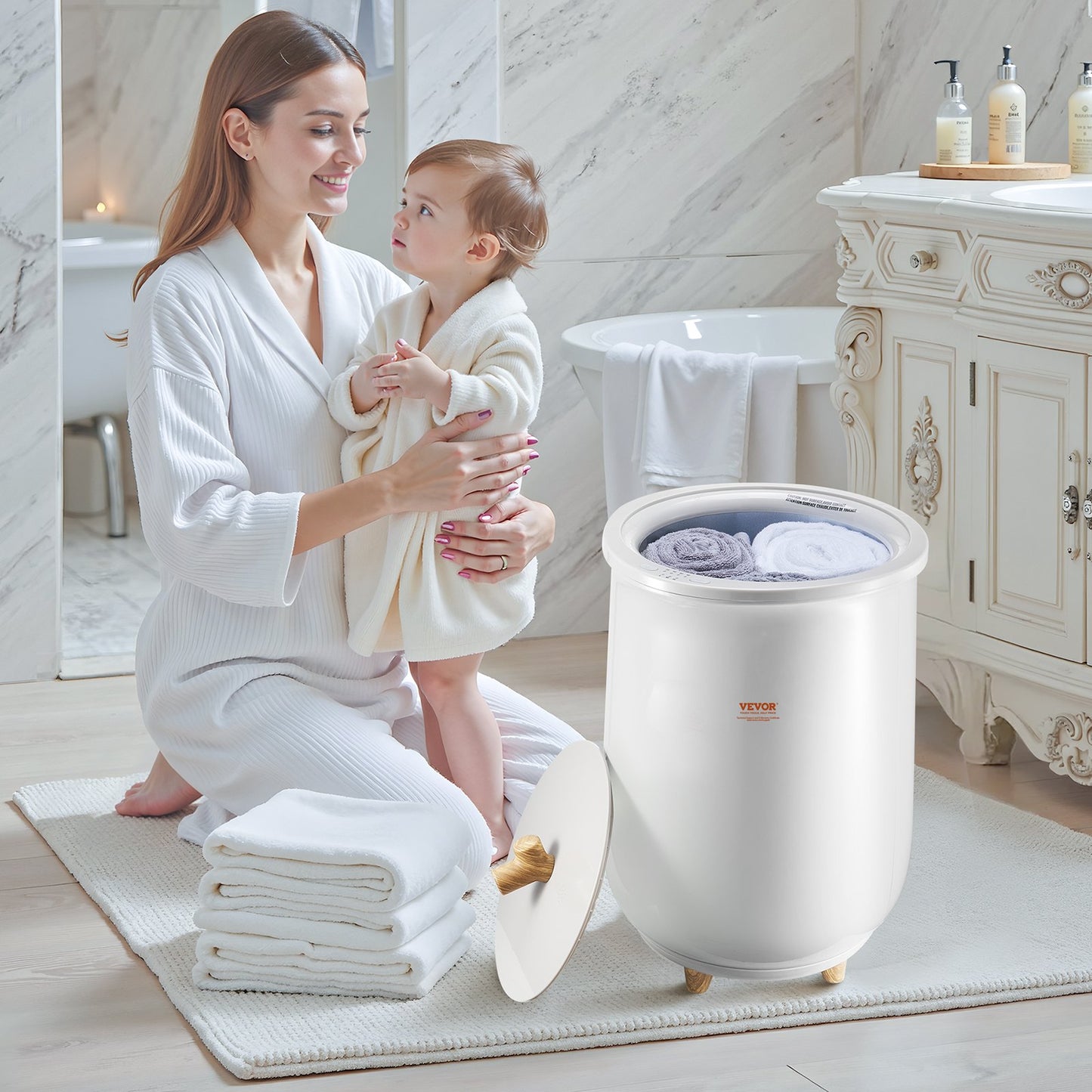 Towel Warmers for Bathroom, Towel Warmer Bucket Auto Shut Off for Spa Fits up to 3 Oversized Bath Towels, Blankets, Clothes, Bathrobes, PJ's and More