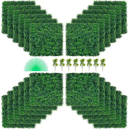 Artificial Boxwood Panel UV 24pcs Boxwood Hedge Wall Panels Artificial Grass Backdrop Wall 20" X 20" 4 cm Green Grass Wall Fake Hedge for Decor Privacy Fence Indoor Outdoor Garden Backyard