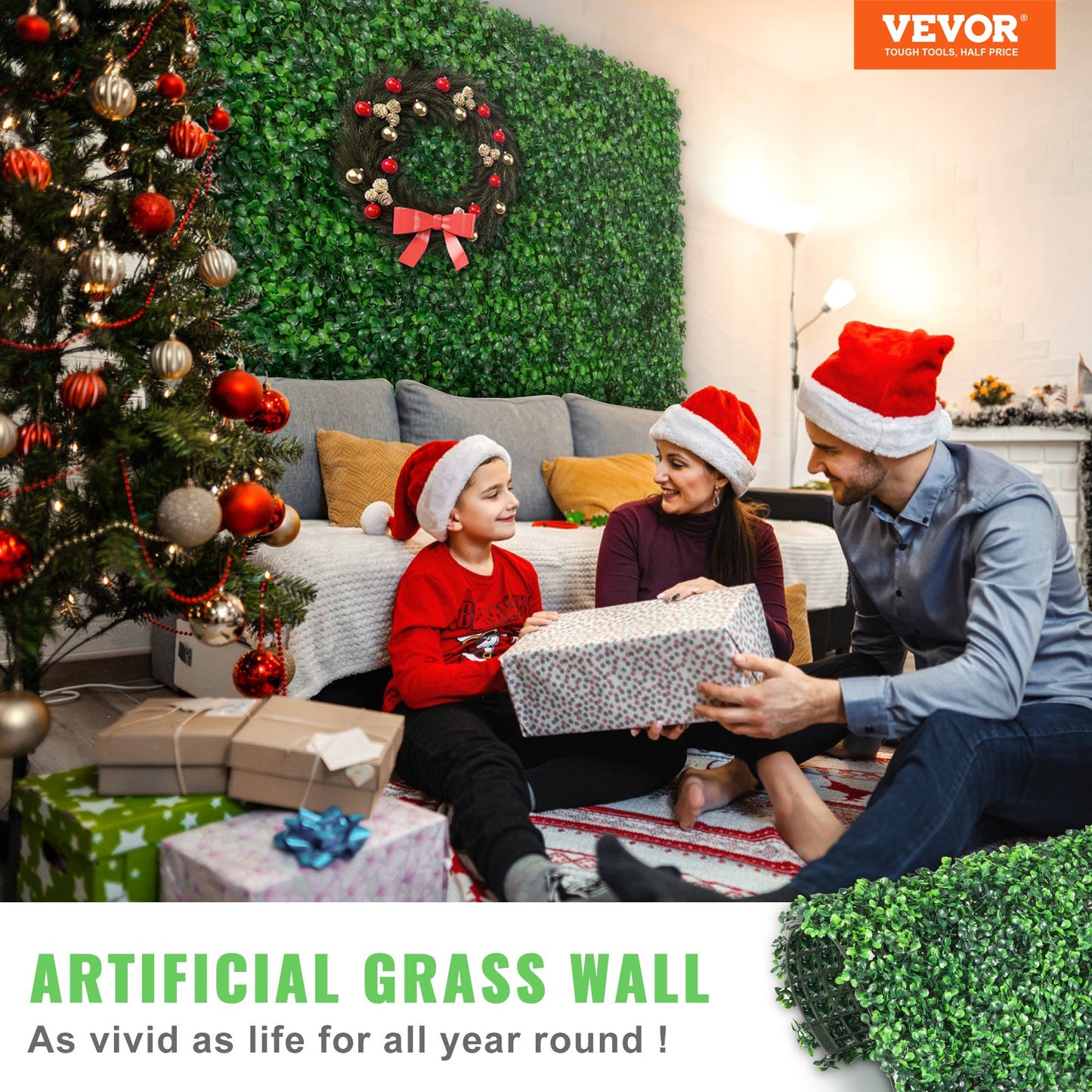 Artificial Boxwood Panel UV 24pcs Boxwood Hedge Wall Panels Artificial Grass Backdrop Wall 20" X 20" 4 cm Green Grass Wall Fake Hedge for Decor Privacy Fence Indoor Outdoor Garden Backyard
