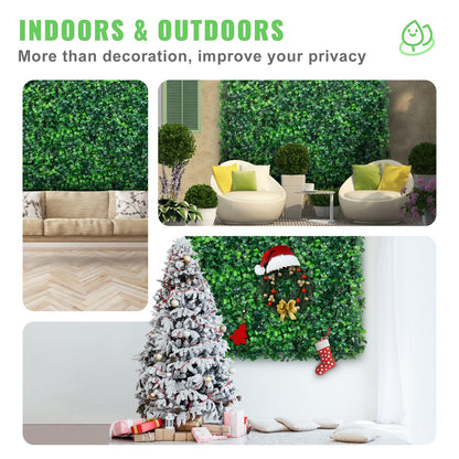 Artificial Boxwood Panel UV 24pcs Boxwood Hedge Wall Panels Artificial Grass Backdrop Wall 20" X 20" 4 cm Green Grass Wall Fake Hedge for Decor Privacy Fence Indoor Outdoor Garden Backyard