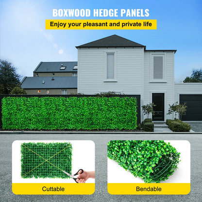 Artificial Boxwood Panel UV 8pcs Boxwood Hedge Wall Panels Artificial Grass Backdrop Wall 24X16" 4cm Green Grass Wall, Fake Hedge for Decor Privacy Fence Indoor Outdoor Garden Backyard