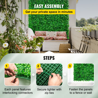 Artificial Boxwood Panel UV 8pcs Boxwood Hedge Wall Panels Artificial Grass Backdrop Wall 24X16" 4cm Green Grass Wall, Fake Hedge for Decor Privacy Fence Indoor Outdoor Garden Backyard