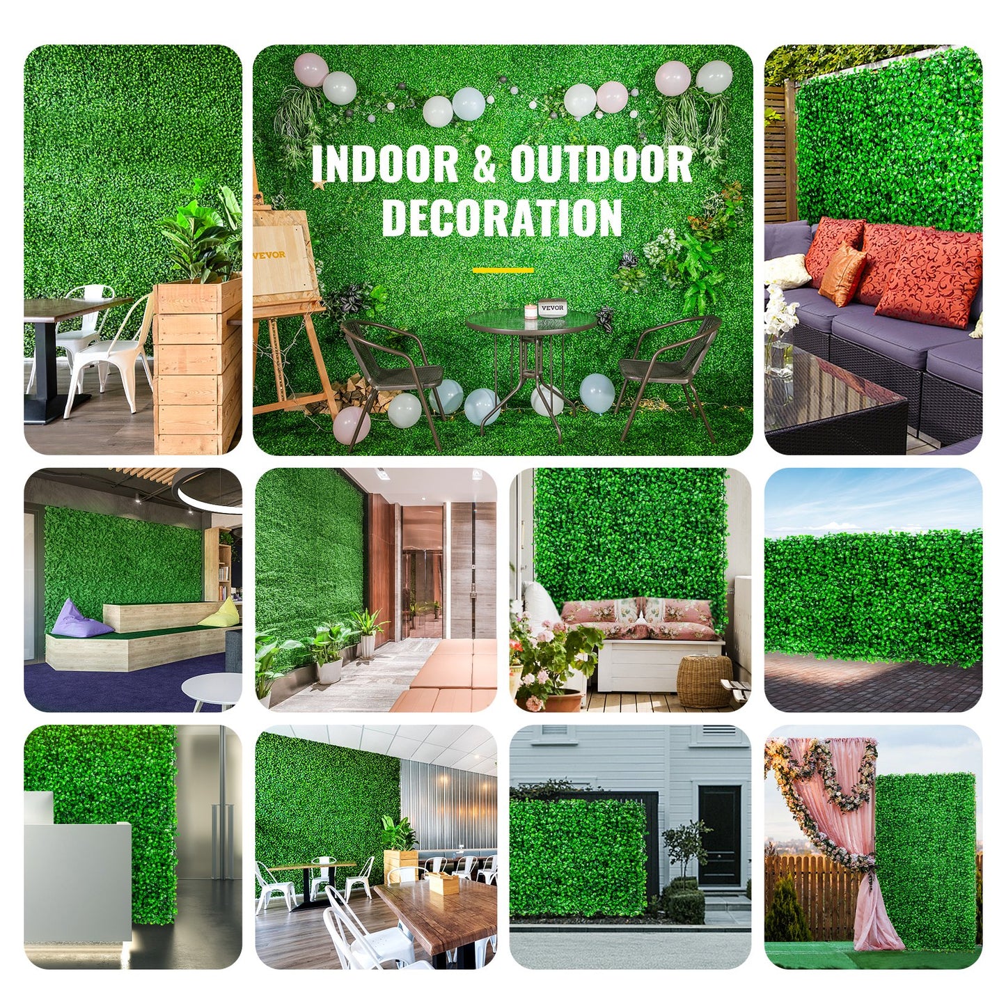 Artificial Boxwood Panel UV 8pcs Boxwood Hedge Wall Panels Artificial Grass Backdrop Wall 24X16" 4cm Green Grass Wall, Fake Hedge for Decor Privacy Fence Indoor Outdoor Garden Backyard