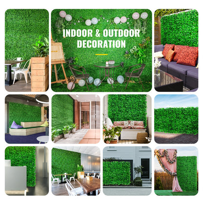 Artificial Boxwood Panel UV 8pcs Boxwood Hedge Wall Panels Artificial Grass Backdrop Wall 24X16" 4cm Green Grass Wall, Fake Hedge for Decor Privacy Fence Indoor Outdoor Garden Backyard