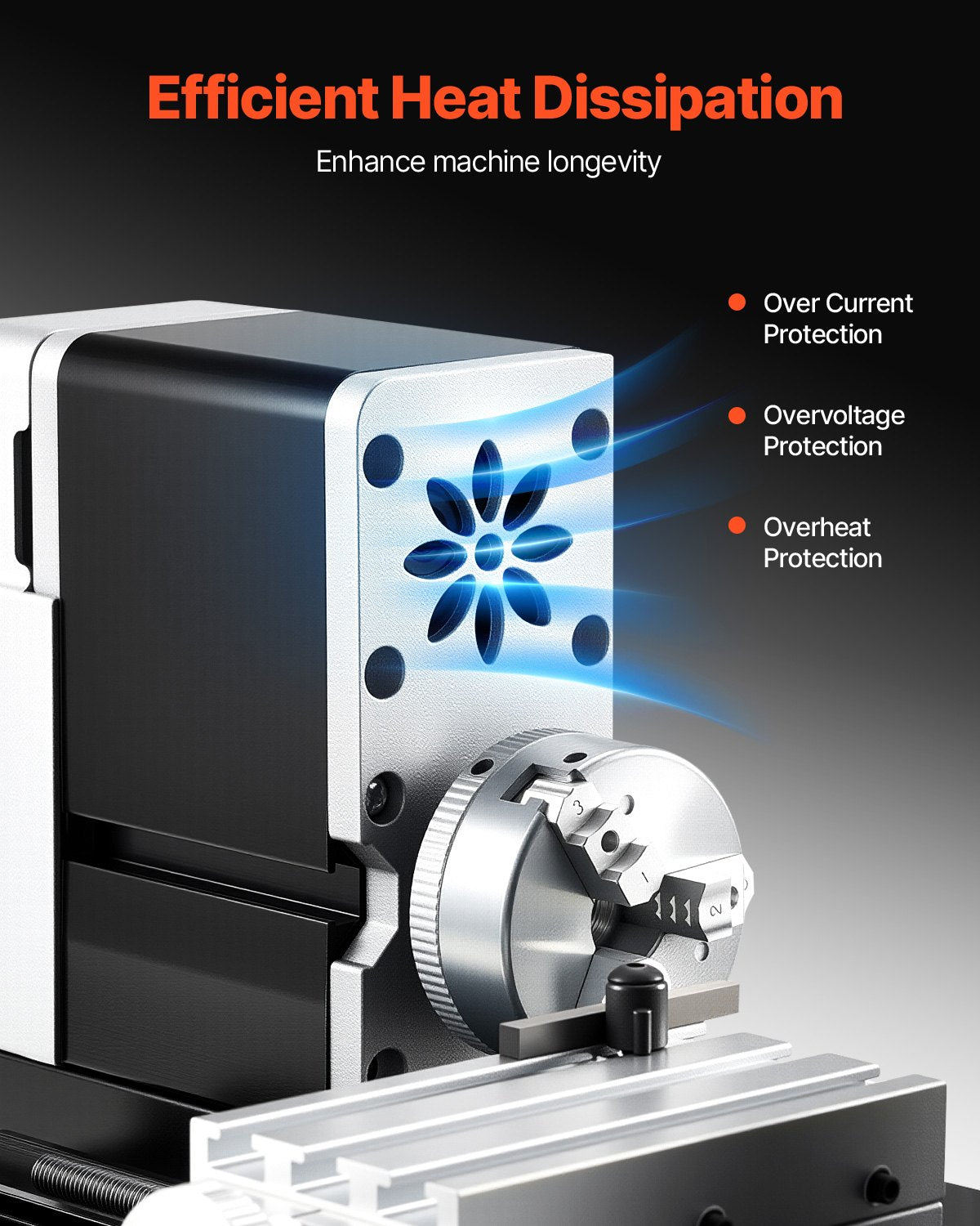 Didaktische Mini-Metalldrehmaschine, 70 x 130 mm (2,76 x 5,12 Zoll), 36 W Leistung, 20.000 U/min, mit 3-Backen-Futter, Handrad aus Aluminiumlegierung, zur Bearbeitung von Präzisionsteilen aus Weichmetallen, Holz und Kunststoffen
