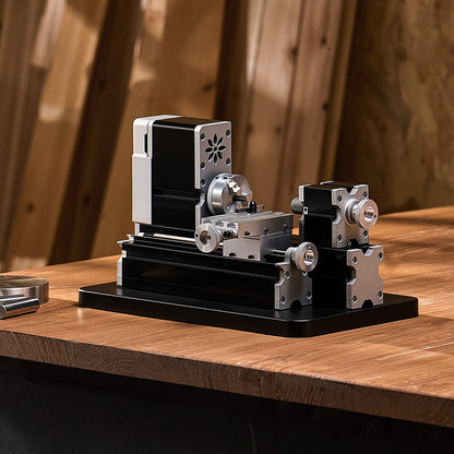 Didaktische Mini-Metalldrehmaschine, 70 x 130 mm (2,76 x 5,12 Zoll), 36 W Leistung, 20.000 U/min, mit 3-Backen-Futter, Handrad aus Aluminiumlegierung, zur Bearbeitung von Präzisionsteilen aus Weichmetallen, Holz und Kunststoffen