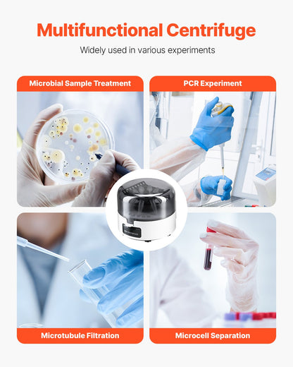 Mini-Zentrifuge, elektrische Laborzentrifuge mit 3013 g RCF, 2-in-1-Rotor für Röhrchen mit 0,2/1,5/2 ml Kapazität, feste Drehzahl 7000 U/min, geräuscharm, vielseitig einsetzbar in verschiedenen Experimenten