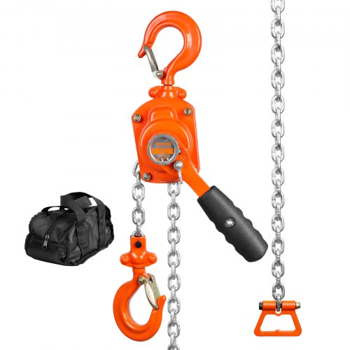 Manual Lever Chain Hoist, 1/2 Ton 499.5 kg Capacity 3.05m Come Along, G80 Galvanized Carbon Steel with Weston Double-Pawl Brake, Auto Chain Leading & 360° Rotation Hook, for Garage Factory Dock