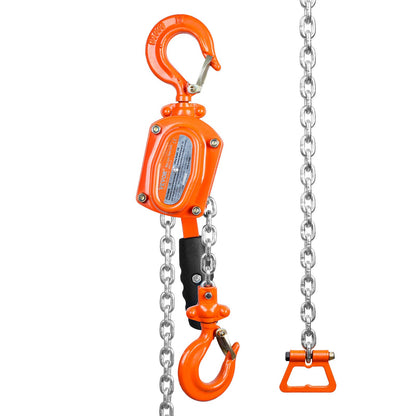 Manual Lever Chain Hoist, 1/2 Ton 499.5 kg Capacity 3.05m Come Along, G80 Galvanized Carbon Steel with Weston Double-Pawl Brake, Auto Chain Leading & 360° Rotation Hook, for Garage Factory Dock