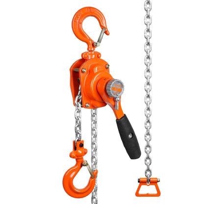 Manual Lever Chain Hoist, 1/2 Ton 499.5 kg Capacity 3.05m Come Along, G80 Galvanized Carbon Steel with Weston Double-Pawl Brake, Auto Chain Leading & 360° Rotation Hook, for Garage Factory Dock