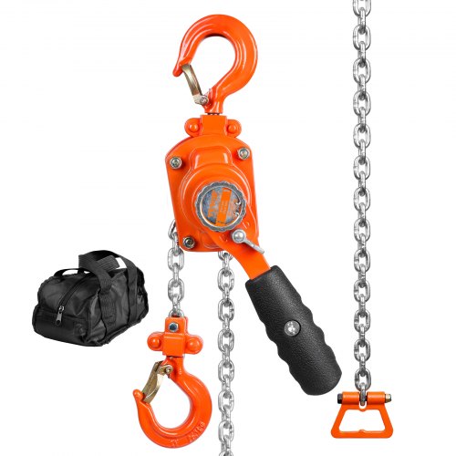 Manual Lever Chain Hoist, 1/4 Ton 250 kg Capacity 3.05m Come Along, G80 Galvanized Carbon Steel with Weston Double-Pawl Brake, Auto Chain Leading & 360° Rotation Hook, for Garage Factory Dock