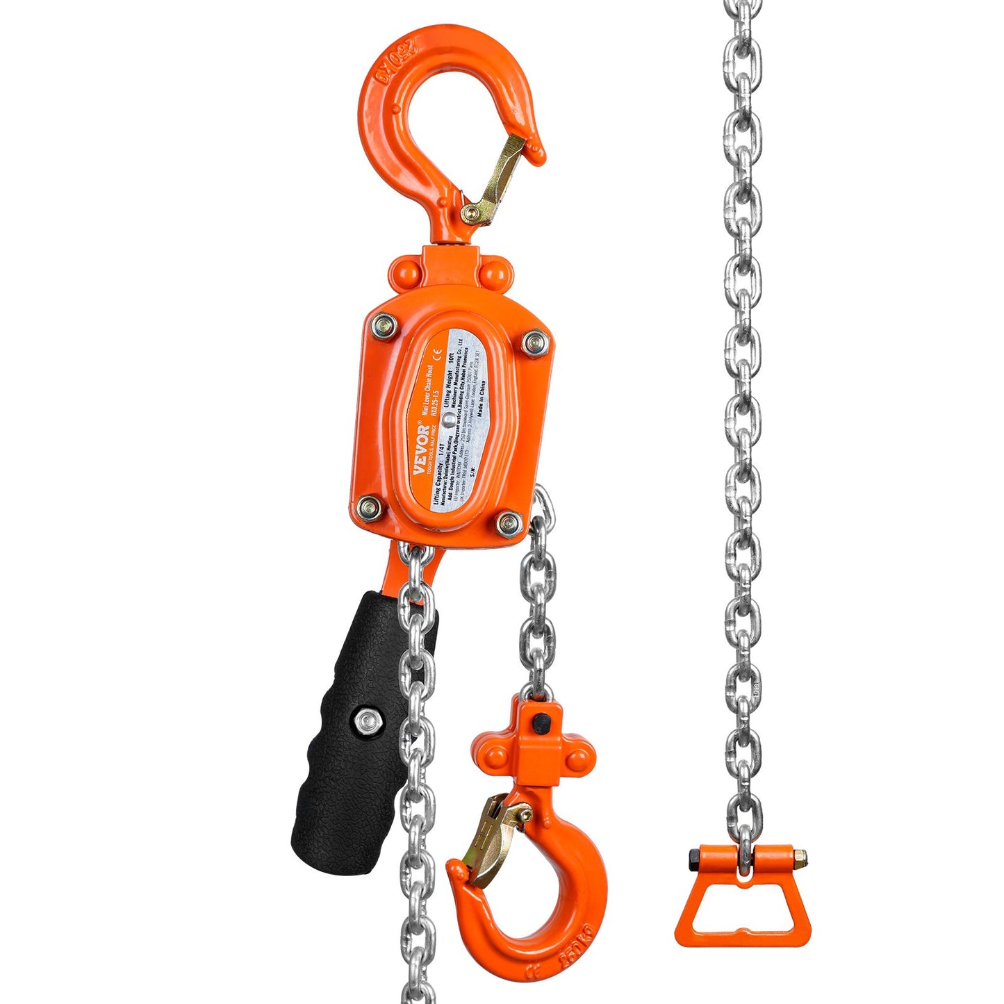 Manual Lever Chain Hoist, 1/4 Ton 250 kg Capacity 3.05m Come Along, G80 Galvanized Carbon Steel with Weston Double-Pawl Brake, Auto Chain Leading & 360° Rotation Hook, for Garage Factory Dock