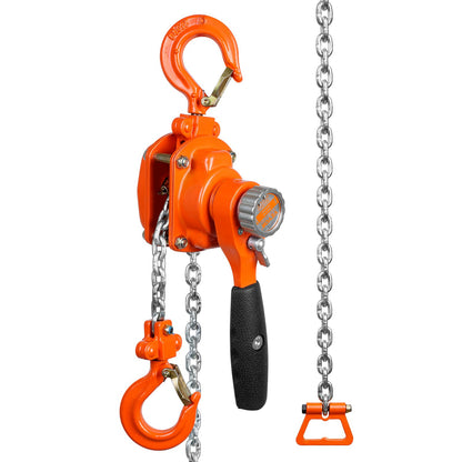 Manual Lever Chain Hoist, 1/4 Ton 250 kg Capacity 3.05m Come Along, G80 Galvanized Carbon Steel with Weston Double-Pawl Brake, Auto Chain Leading & 360° Rotation Hook, for Garage Factory Dock