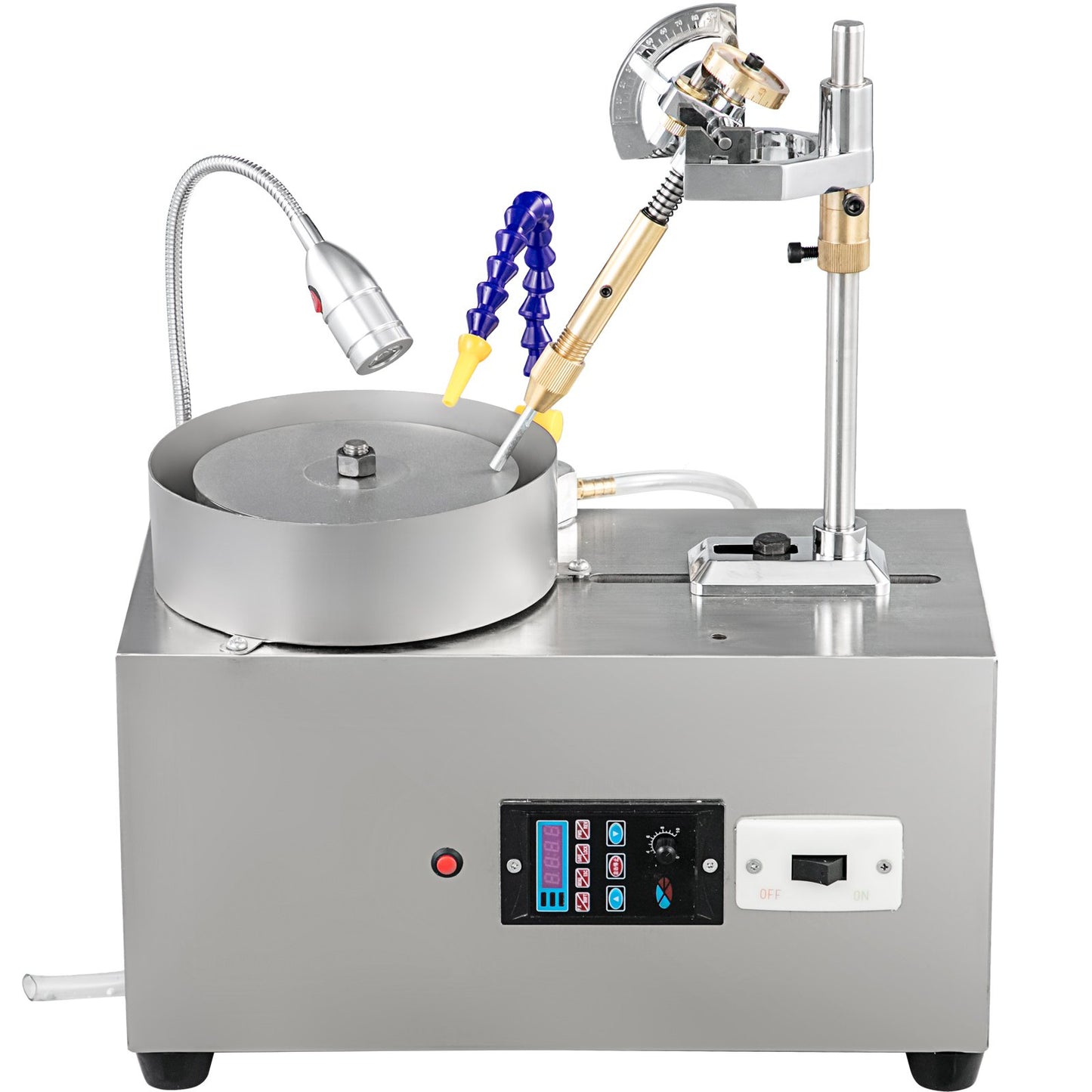 Edelsteinschleifmaschine, 15 cm (6 Zoll), Schmuckpoliermaschine, Steinpoliermaschine, Edelsteinschleifmaschine, Schleifmaschine, Poliermaschine, Edelsteinbearbeitungsgerät mit Wasserpumpe, mechanischer Griff für Edelstein- und Jade-Schmuck