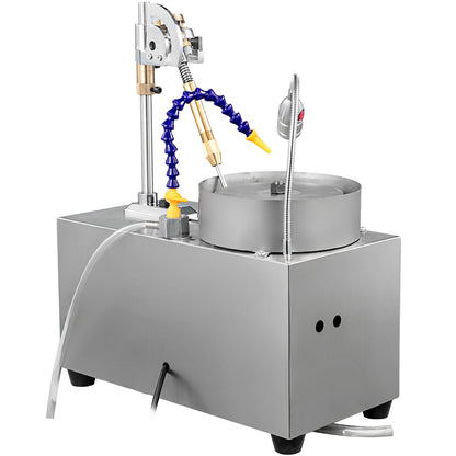 Edelsteinschleifmaschine, 15 cm (6 Zoll), Schmuckpoliermaschine, Steinpoliermaschine, Edelsteinschleifmaschine, Schleifmaschine, Poliermaschine, Edelsteinbearbeitungsgerät mit Wasserpumpe, mechanischer Griff für Edelstein- und Jade-Schmuck
