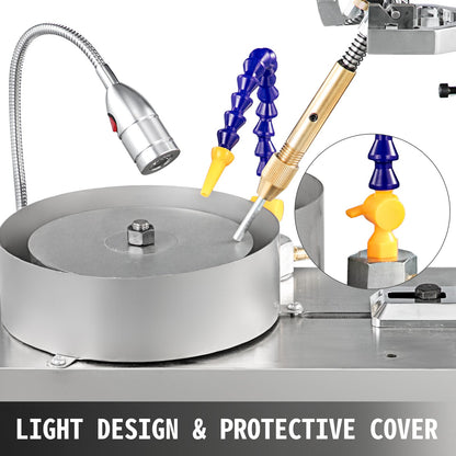 Edelsteinschleifmaschine, 15 cm (6 Zoll), Schmuckpoliermaschine, Steinpoliermaschine, Edelsteinschleifmaschine, Schleifmaschine, Poliermaschine, Edelsteinbearbeitungsgerät mit Wasserpumpe, mechanischer Griff für Edelstein- und Jade-Schmuck