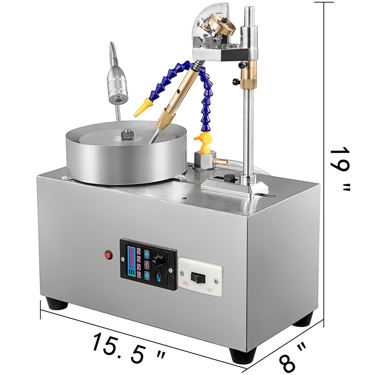 Edelsteinschleifmaschine, 15 cm (6 Zoll), Schmuckpoliermaschine, Steinpoliermaschine, Edelsteinschleifmaschine, Schleifmaschine, Poliermaschine, Edelsteinbearbeitungsgerät mit Wasserpumpe, mechanischer Griff für Edelstein- und Jade-Schmuck