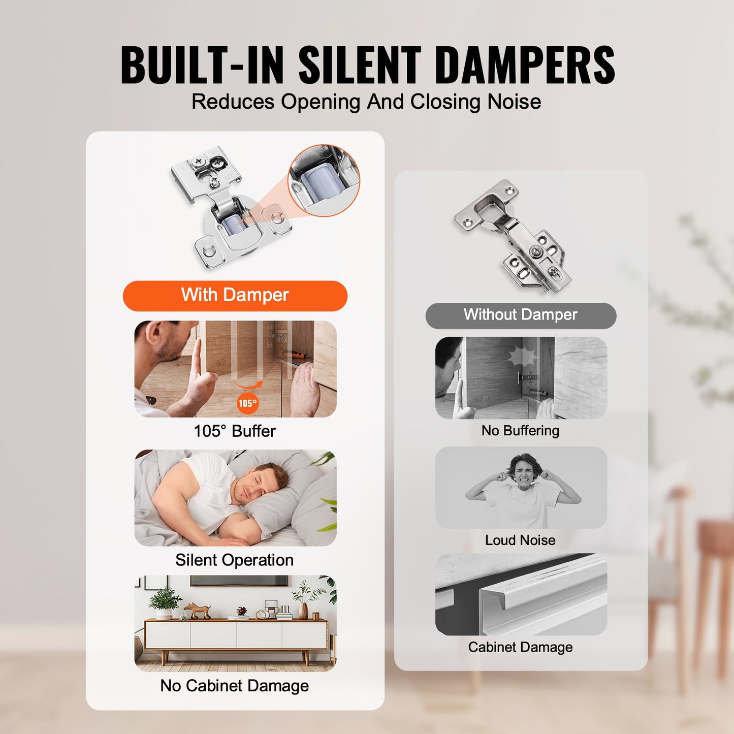 Cabinet Hinges, 30 Packs Partial Overlay Kitchen Cabinet Door Hinges, 105 Degree Opening Angel Soft Close Concealed Cupboard Hinges for Framed Cabinet Type, with Mounting Screws