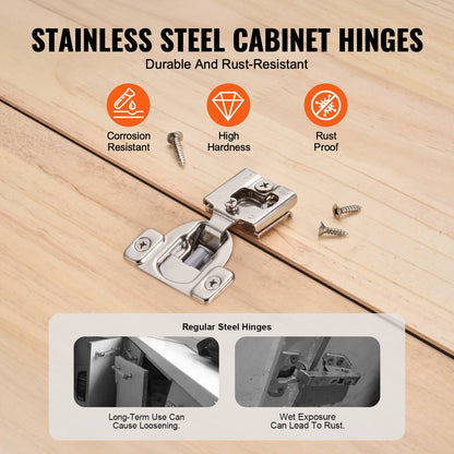 Cabinet Hinges, 30 Packs Partial Overlay Kitchen Cabinet Door Hinges, 105 Degree Opening Angel Soft Close Concealed Cupboard Hinges for Framed Cabinet Type, with Mounting Screws
