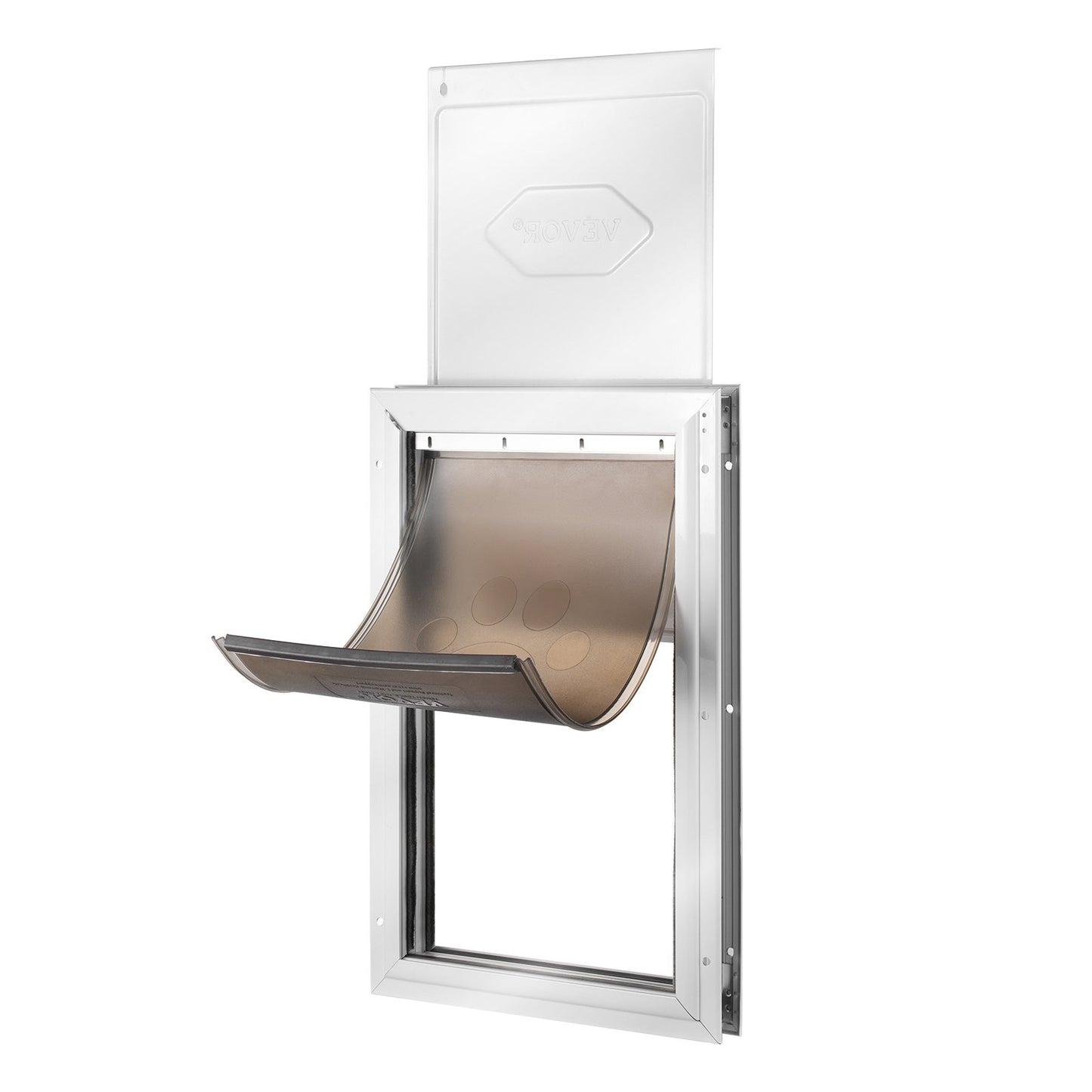 Pet Door, 13.27" x 20.04" Aluminum Frame with Lock and Flap System, Weatherproof Doggy Door, Easy to Install in Interior or Exterior Doors, Pet Door Suitable for Cat Doggie Kitties (White-L)