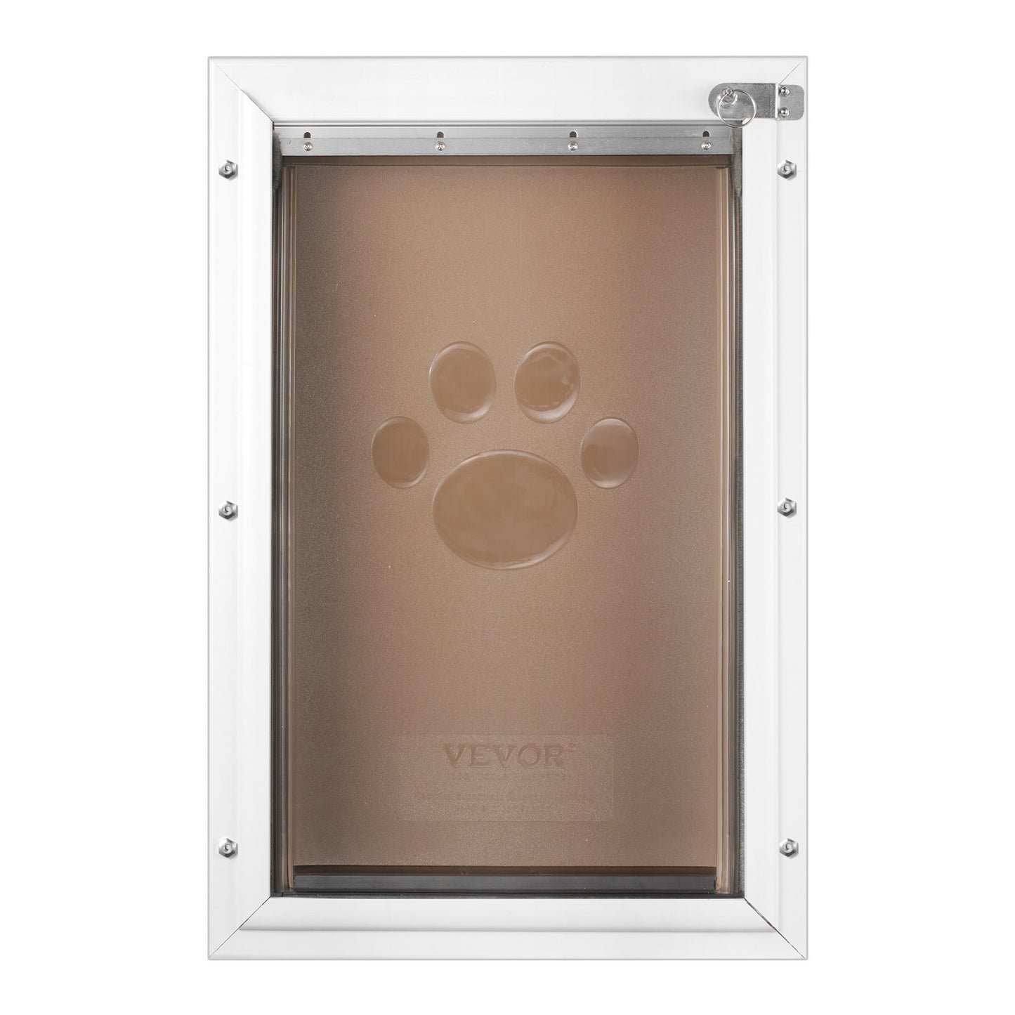 Pet Door, 11.3" x 16.02" Aluminum Frame with Lock and Flap System, Weatherproof Doggy Door, Easy to Install in Interior or Exterior Doors, Pet Door Suitable for Cat Doggie Kitties (White-M)