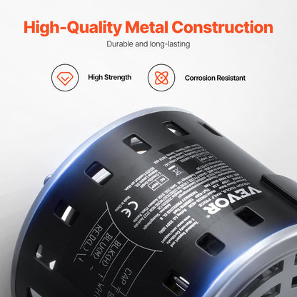 1/2 PS Gebläsemotor für Heizungsanlagen, 220 V, 2,6 A, 1300 U/min, 3 Geschwindigkeiten, 10 mm Wellendurchmesser, 20 mm Wellenlänge, Drehrichtung gegen den Uhrzeigersinn vom Wellenende, inklusive Kondensator CBB60 (15 μF/450 V)