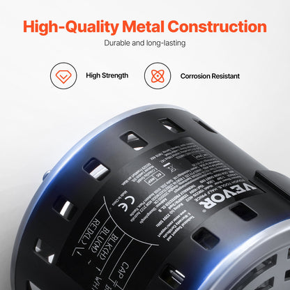 1/3 PS Gebläsemotor für Heizungsanlagen, 220 V, 1,95 A, 1250 U/min, 3 Geschwindigkeiten, 10 mm Wellendurchmesser, 20 mm Wellenlänge, Drehrichtung gegen den Uhrzeigersinn vom Wellenende, inklusive Kondensator CBB60 (15 μF/450 V)