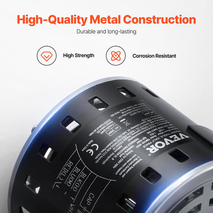 1/5 PS Gebläsemotor für Heizungsanlagen, 220 V, 1,45 A, 1100 U/min, 3 Geschwindigkeiten, 10 mm Wellendurchmesser, 20 mm Wellenlänge, Drehrichtung gegen den Uhrzeigersinn vom Wellenende, inklusive Kondensator CBB60 8 μF/450 V