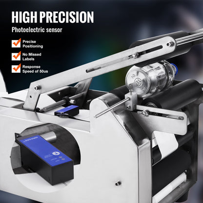 Halbautomatische Rundflaschen-Etikettiermaschine, 20-50 Stück/min, elektrischer Flaschenetikettierer für Rundflaschen, geeignet für Flaschendurchmesser 0,79-4,72 Zoll (mit Andruckstange)