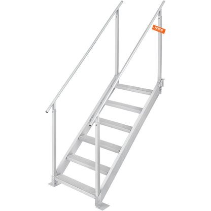 Aluminum Dock Ladder Boat Dock Ladder 43-51in/109.2-129.5 cm Height Adjustable 6 Steps