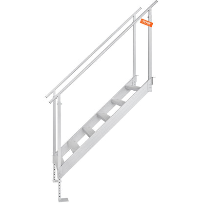 Aluminum Dock Ladder Boat Dock Ladder 43-51in/109.2-129.5 cm Height Adjustable 6 Steps