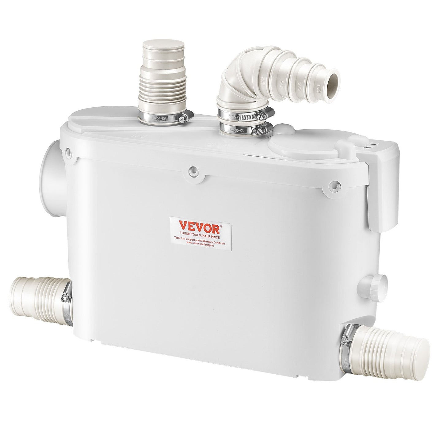 Fäkalienhebeanlage, 500 W, 6600 l/h Fördermenge, 8 m Förderhöhe, mit 3 Wasseranschlüssen für Toilette, Keller, Küche, Waschbecken, Dusche und Badewanne.