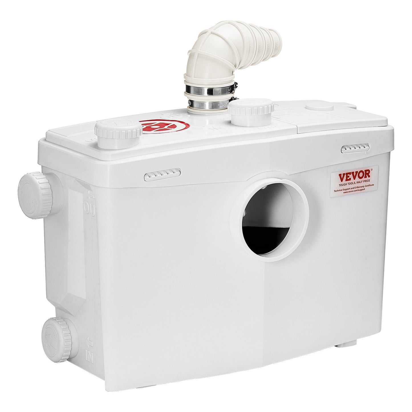 Fäkalienhebeanlage, 1200 W, 180 l/min (48 GPM) Fördermenge, 10 m Förderhöhe, Fäkalienhebeanlage mit 4 Wasserzuläufen, Abwasserentsorgungs-Spülmaschine für Toilette, Keller, Dusche, Waschbecken, Waschküche, Badewanne