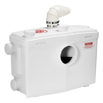 Fäkalienhebeanlage, 1200 W, 180 l/min (48 GPM) Fördermenge, 10 m Förderhöhe, Fäkalienhebeanlage mit 4 Wasserzuläufen, Abwasserentsorgungs-Spülmaschine für Toilette, Keller, Dusche, Waschbecken, Waschküche, Badewanne